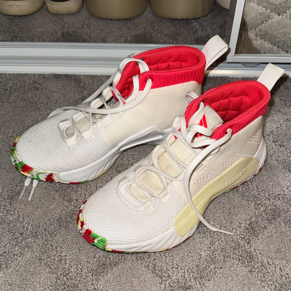 adidas White and Red Athletic Shoes
